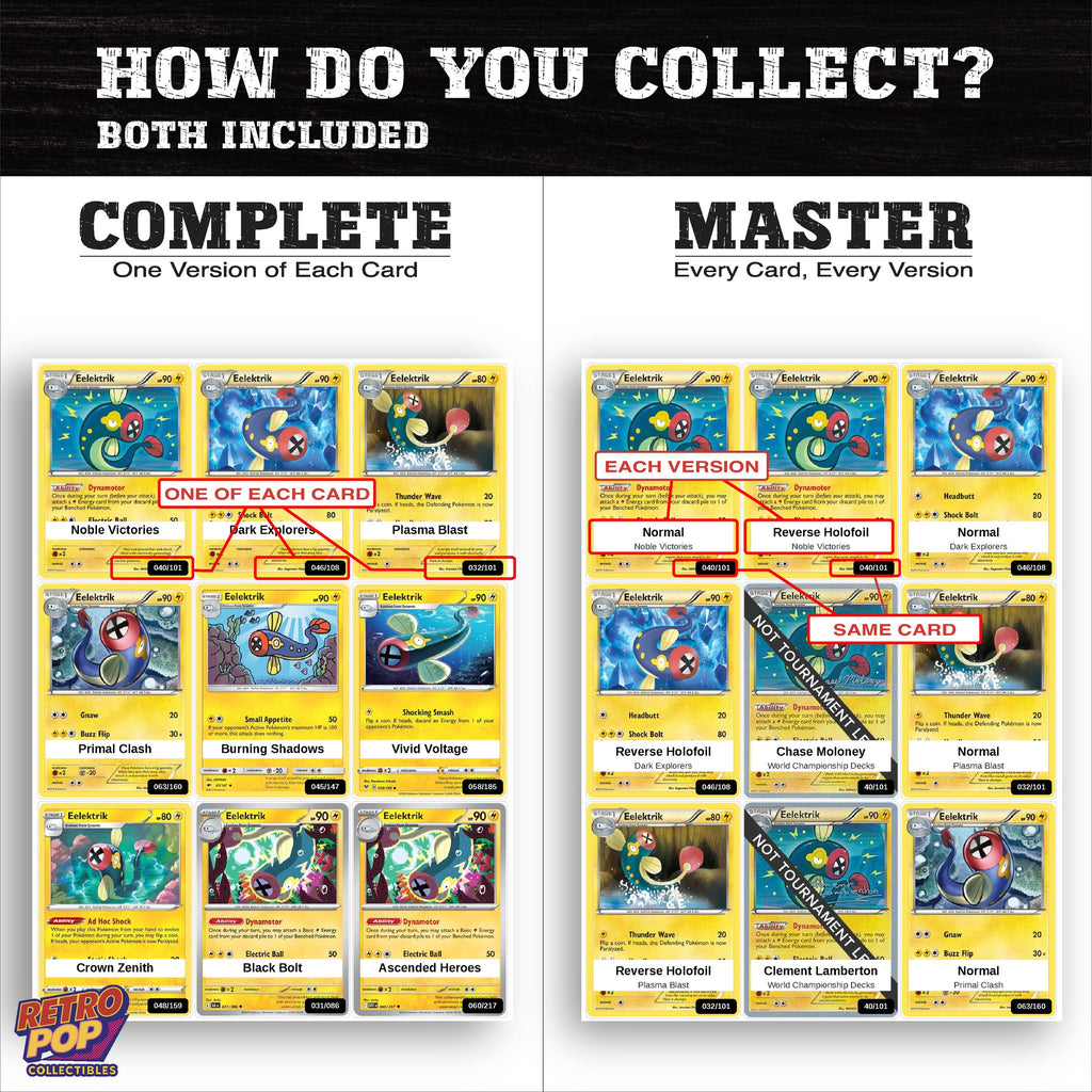 Complete Set vs Master Set versions of the Eelektrik binder placeholders