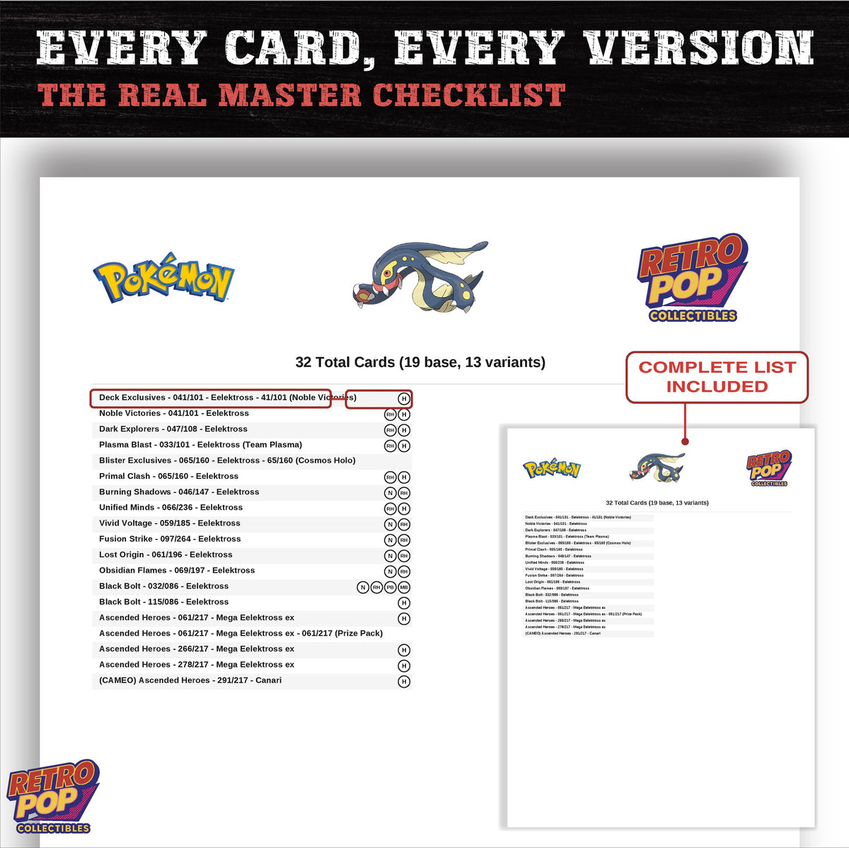 Eelektross master set checklist PDF preview - every card listed