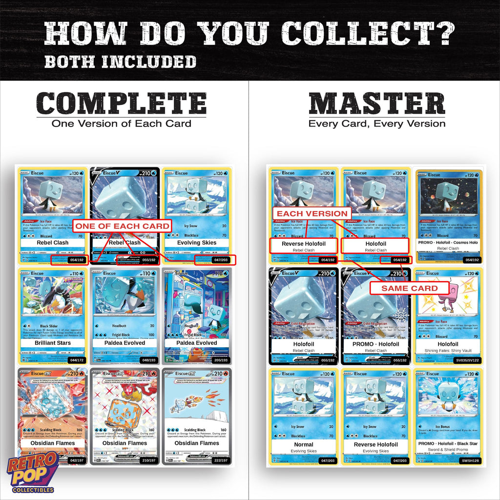 Complete Set vs Master Set versions of the Eiscue binder placeholders