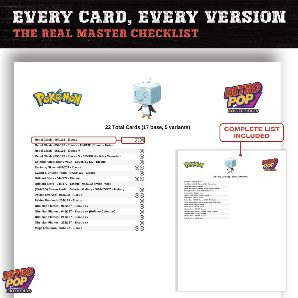 Eiscue master set checklist PDF preview - every card listed