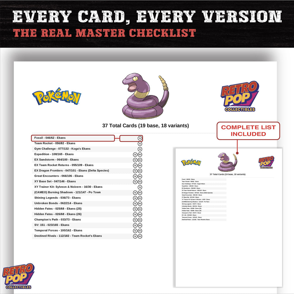 Ekans master set checklist PDF preview - every card listed