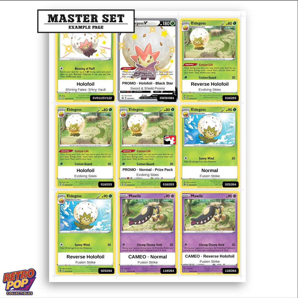 Printed Eldegoss Pokemon placeholders in binder - real photo 3