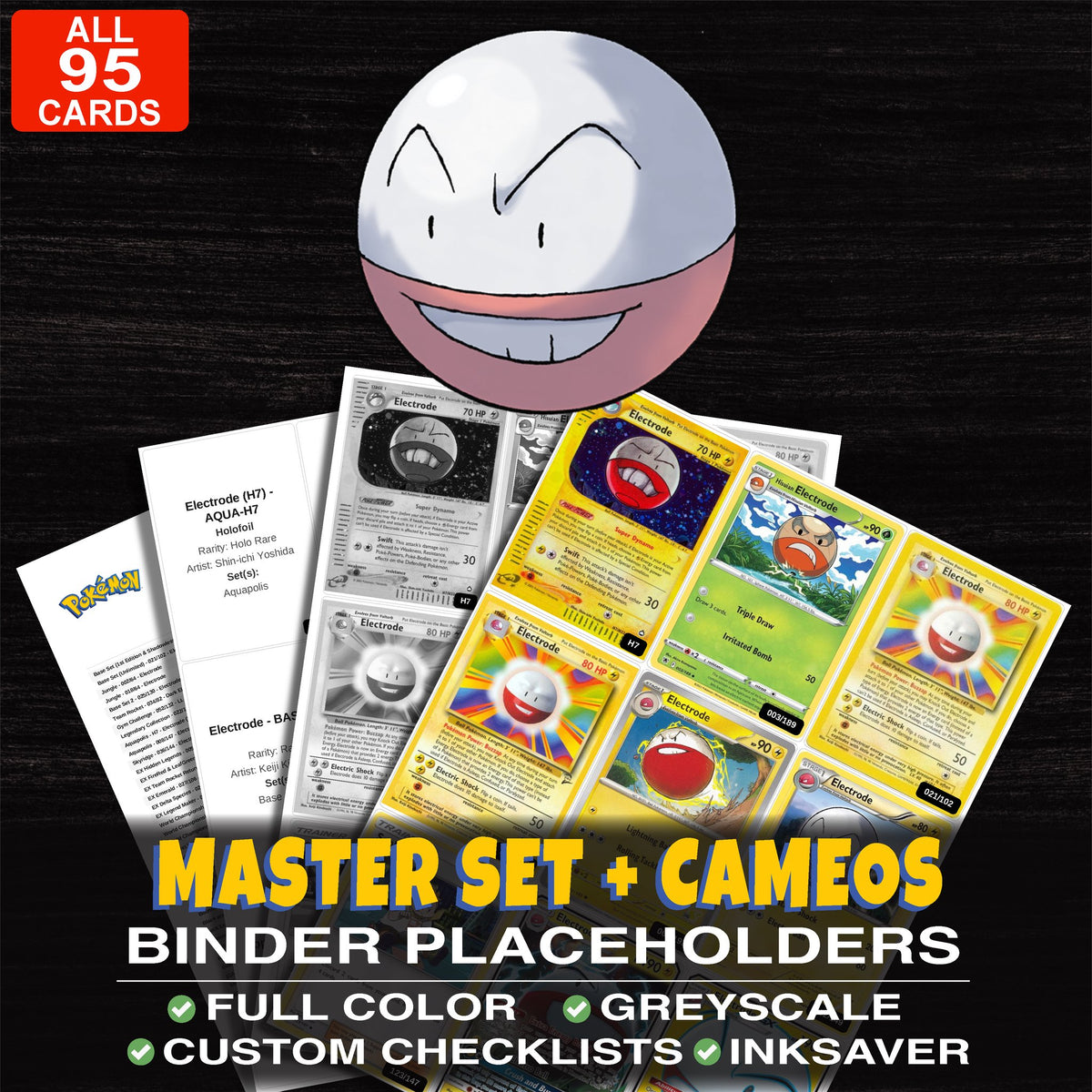 Every Electrode Pokemon card ever made - master set binder placeholders with Electrode ex