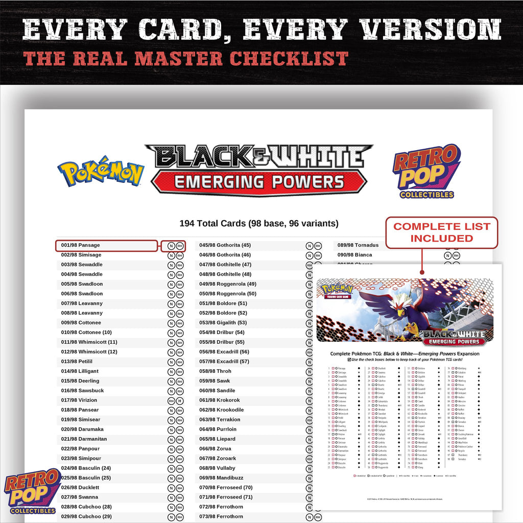 Emerging Powers Pokemon card checklist PDF preview