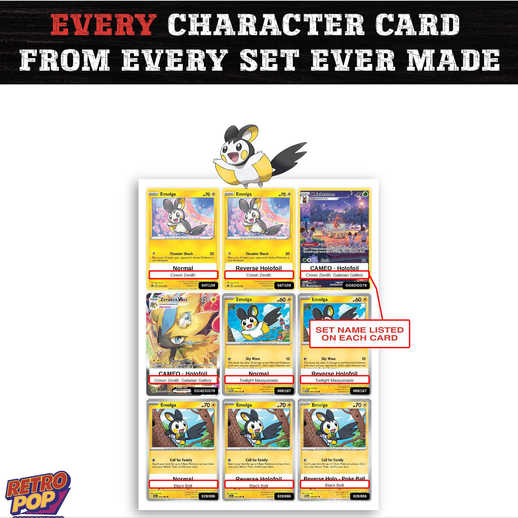 Emolga card collection preview - every set Emolga appears in