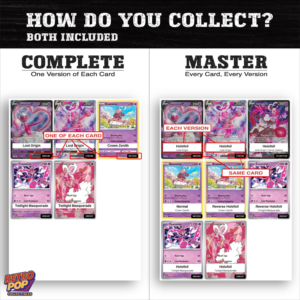 Complete Set vs Master Set versions of the Enamorus binder placeholders