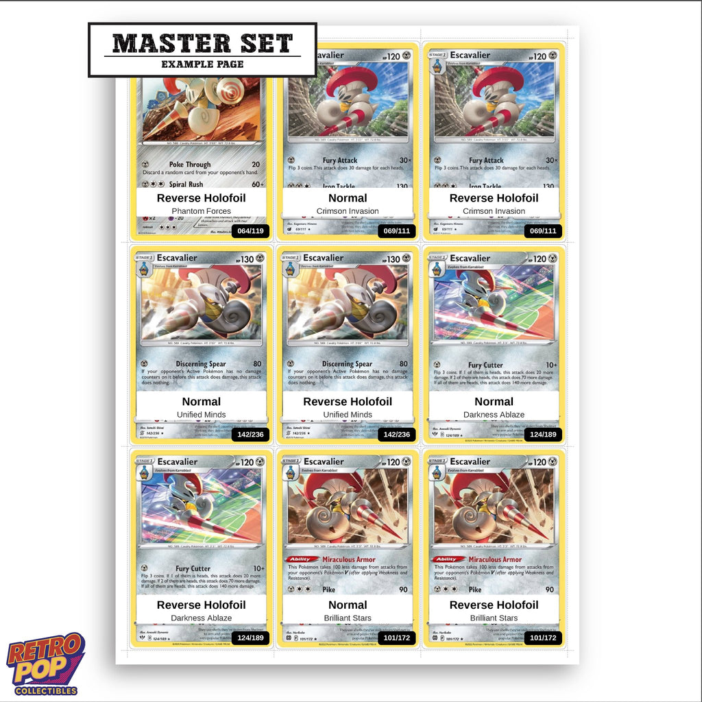 Printed Escavalier Pokemon placeholders in binder - real photo 3