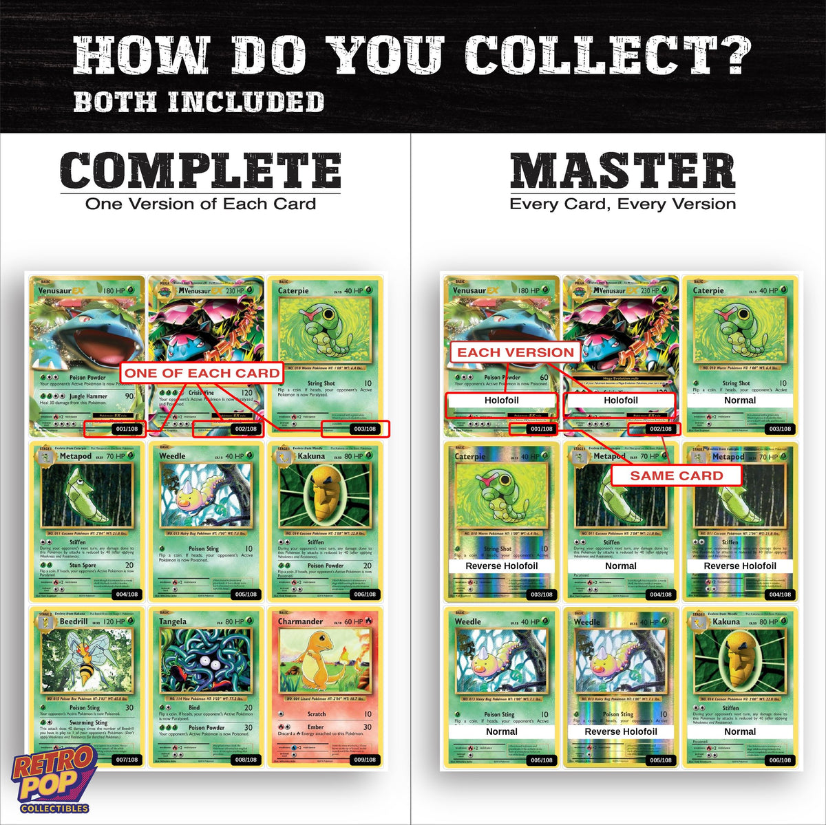 Complete Set vs Master Set versions of Evolutions binder placeholders