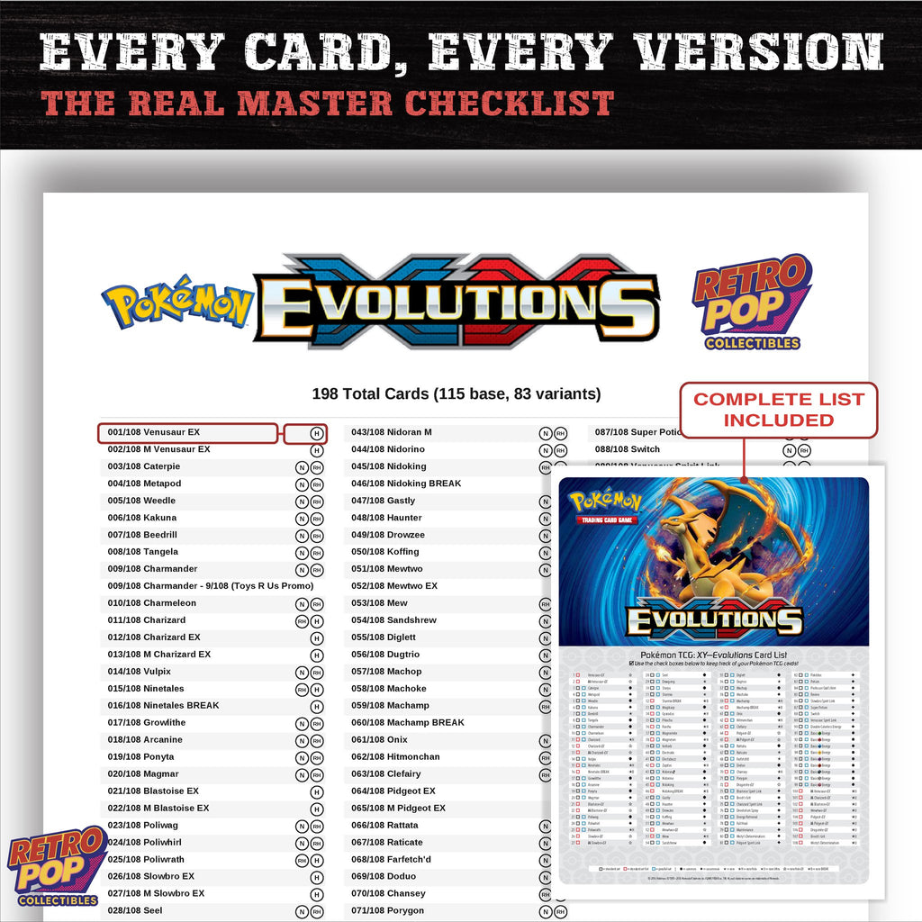Evolutions Pokemon card checklist PDF preview