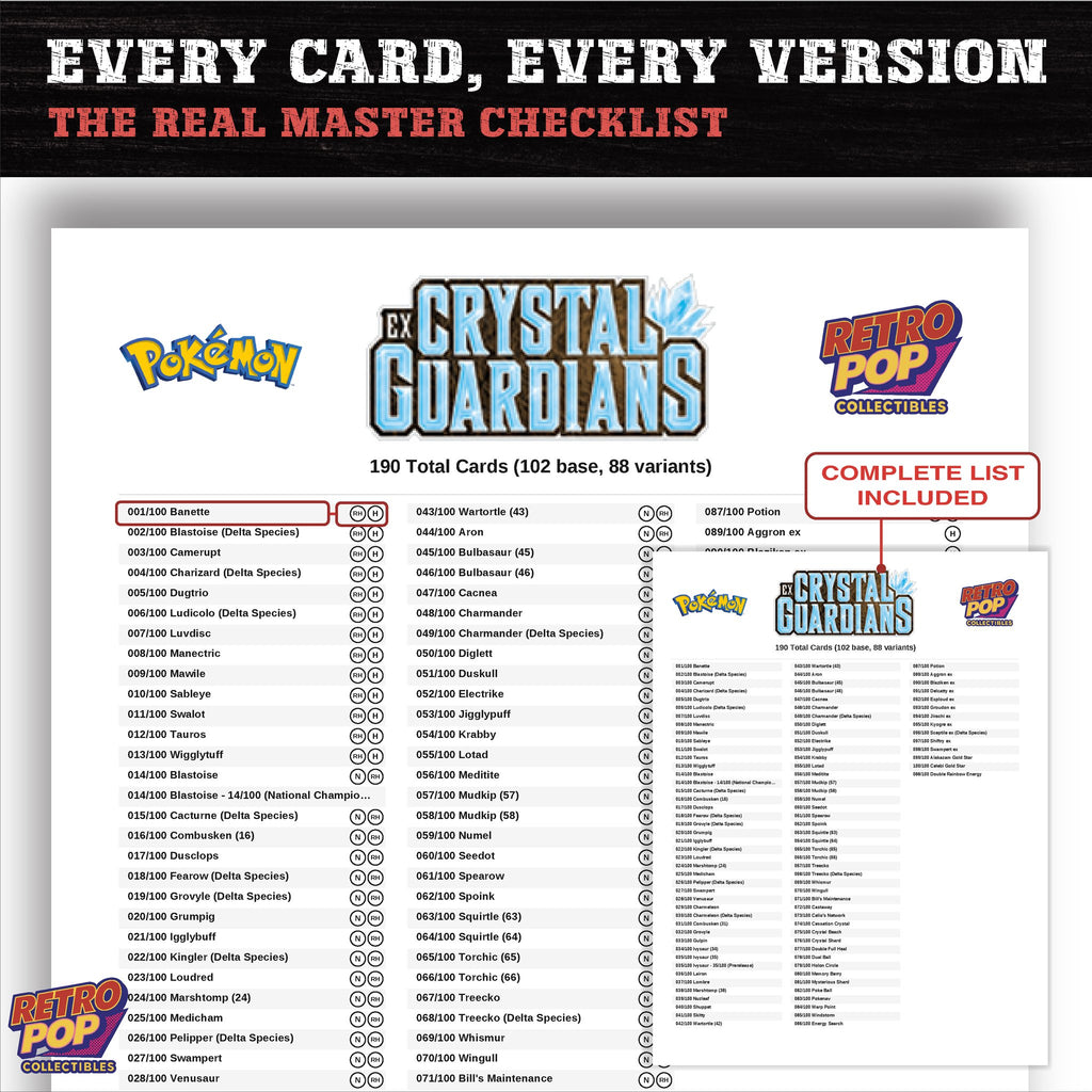 EX Crystal Guardians Pokemon card checklist PDF preview