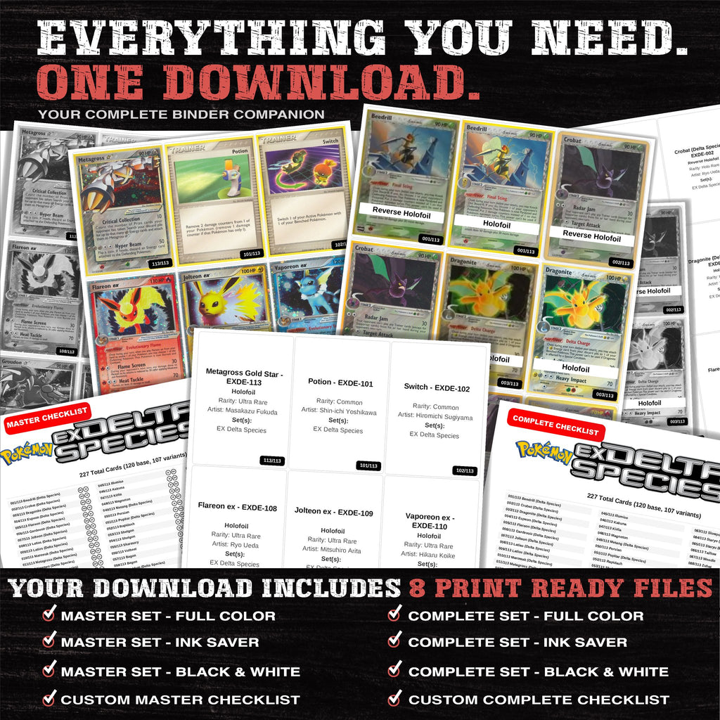 Everything included in the EX Delta Species placeholder download - 8 PDF files