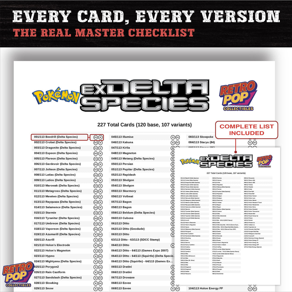 EX Delta Species Pokemon card checklist PDF preview