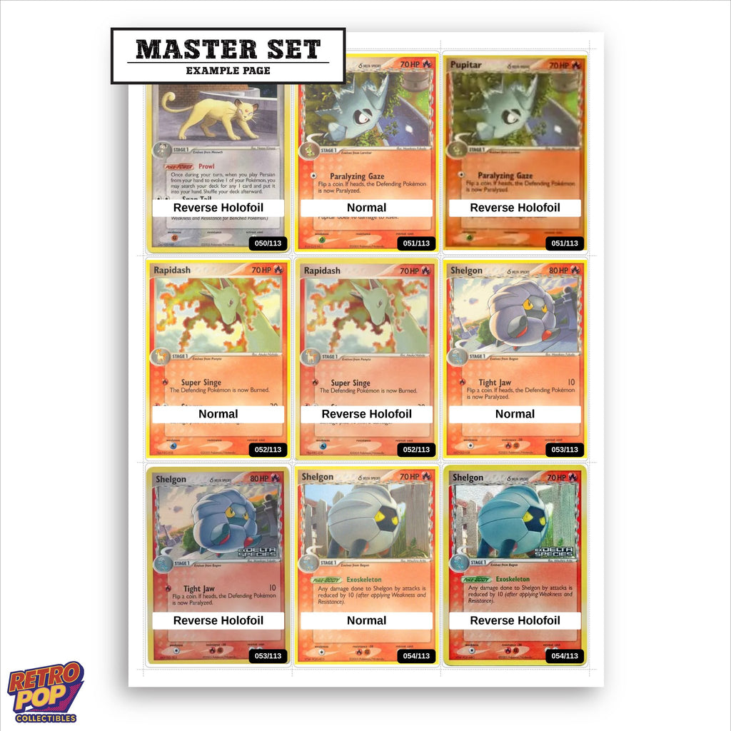 Printed EX Delta Species placeholders in binder - real photo 1