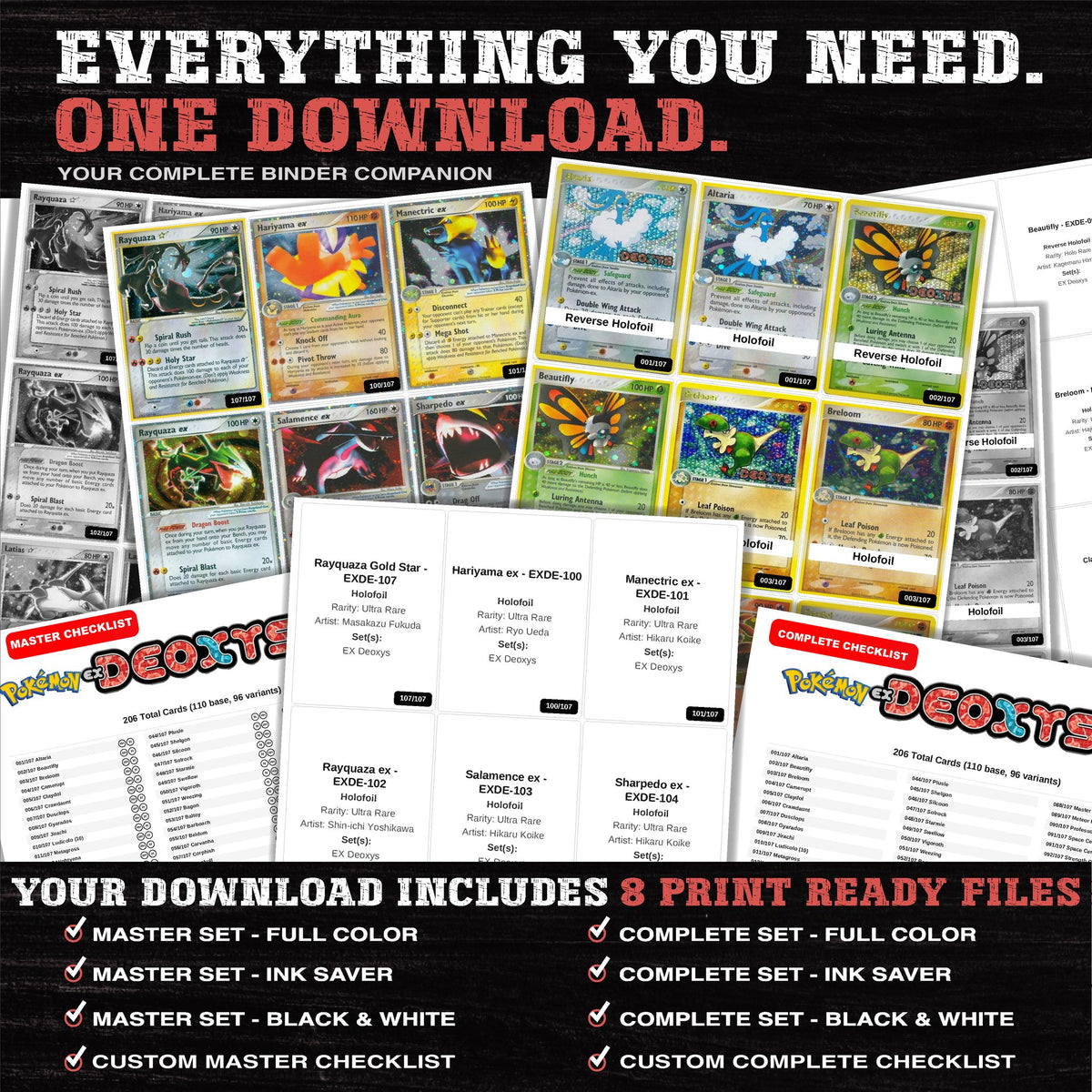 Everything included in the EX Deoxys placeholder download - 8 PDF files