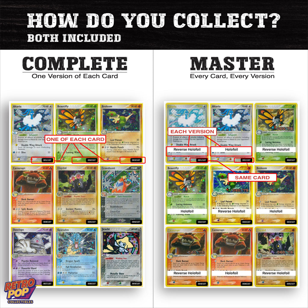 Complete Set vs Master Set versions of EX Deoxys binder placeholders