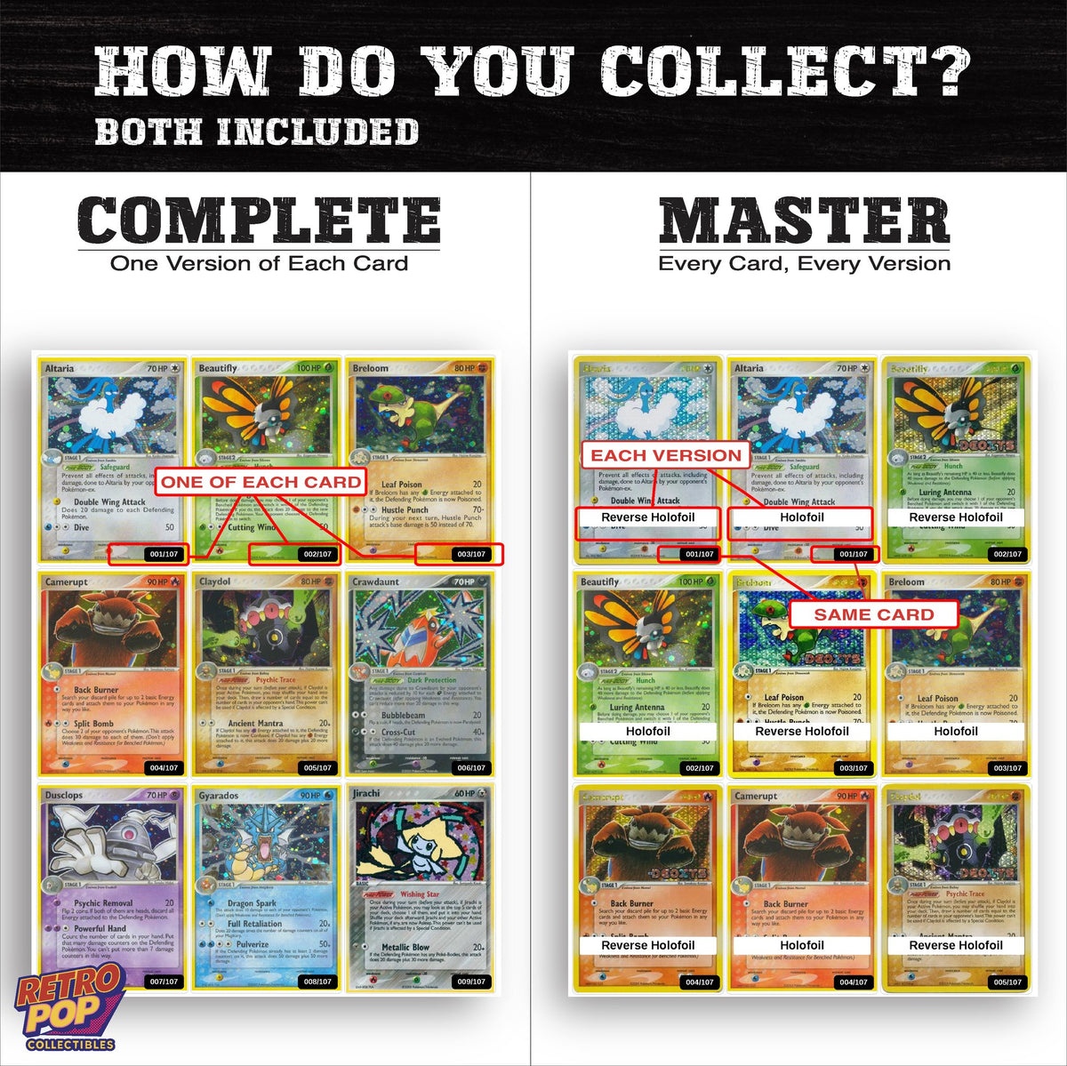 Complete Set vs Master Set versions of EX Deoxys binder placeholders