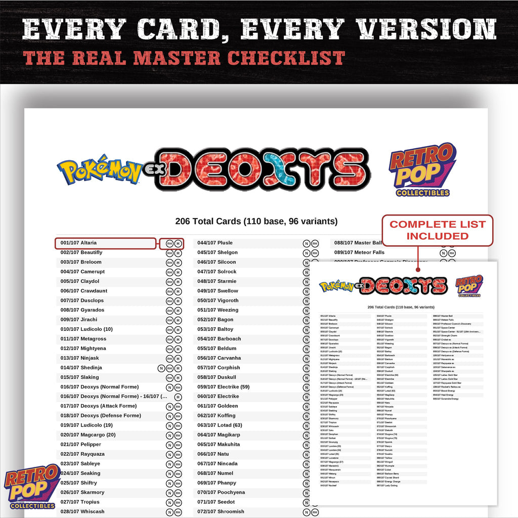 EX Deoxys Pokemon card checklist PDF preview