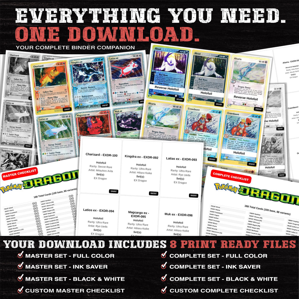 Everything included in the EX Dragon placeholder download - 8 PDF files