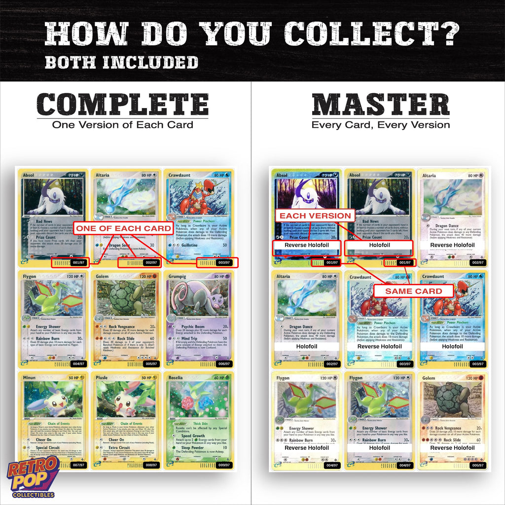 Complete Set vs Master Set versions of EX Dragon binder placeholders
