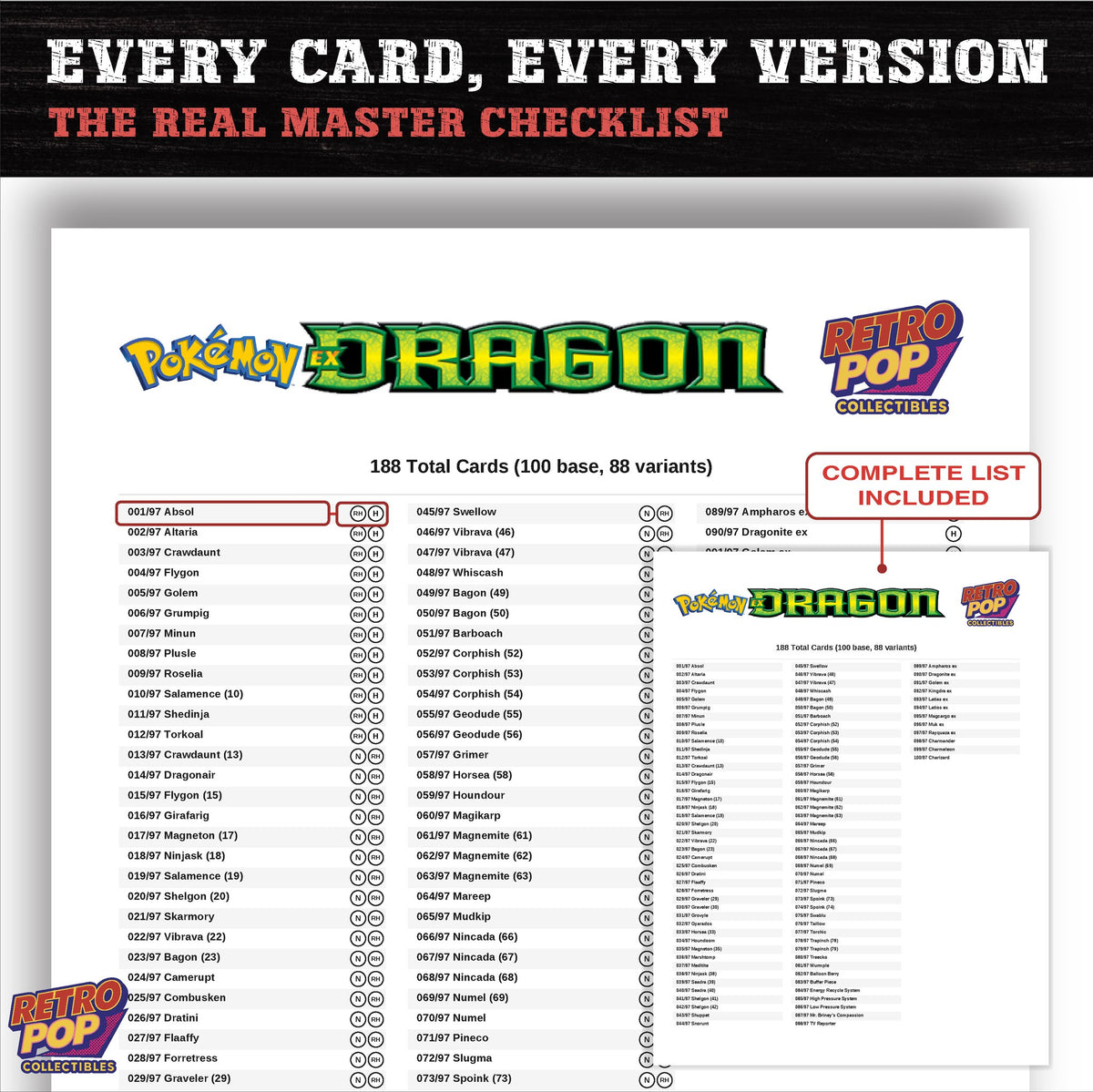 EX Dragon Pokemon card checklist PDF preview