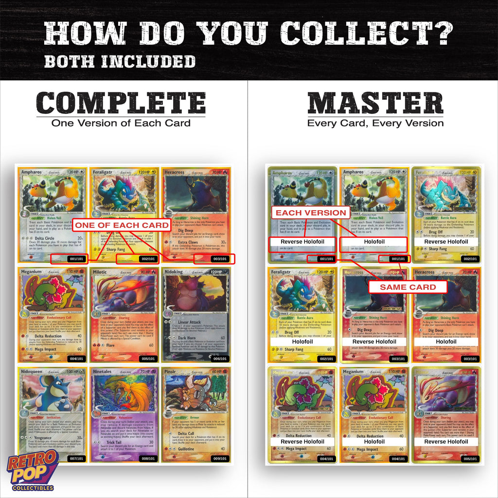 Complete Set vs Master Set versions of EX Dragon Frontiers binder placeholders