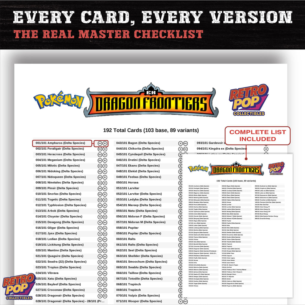 EX Dragon Frontiers Pokemon card checklist PDF preview