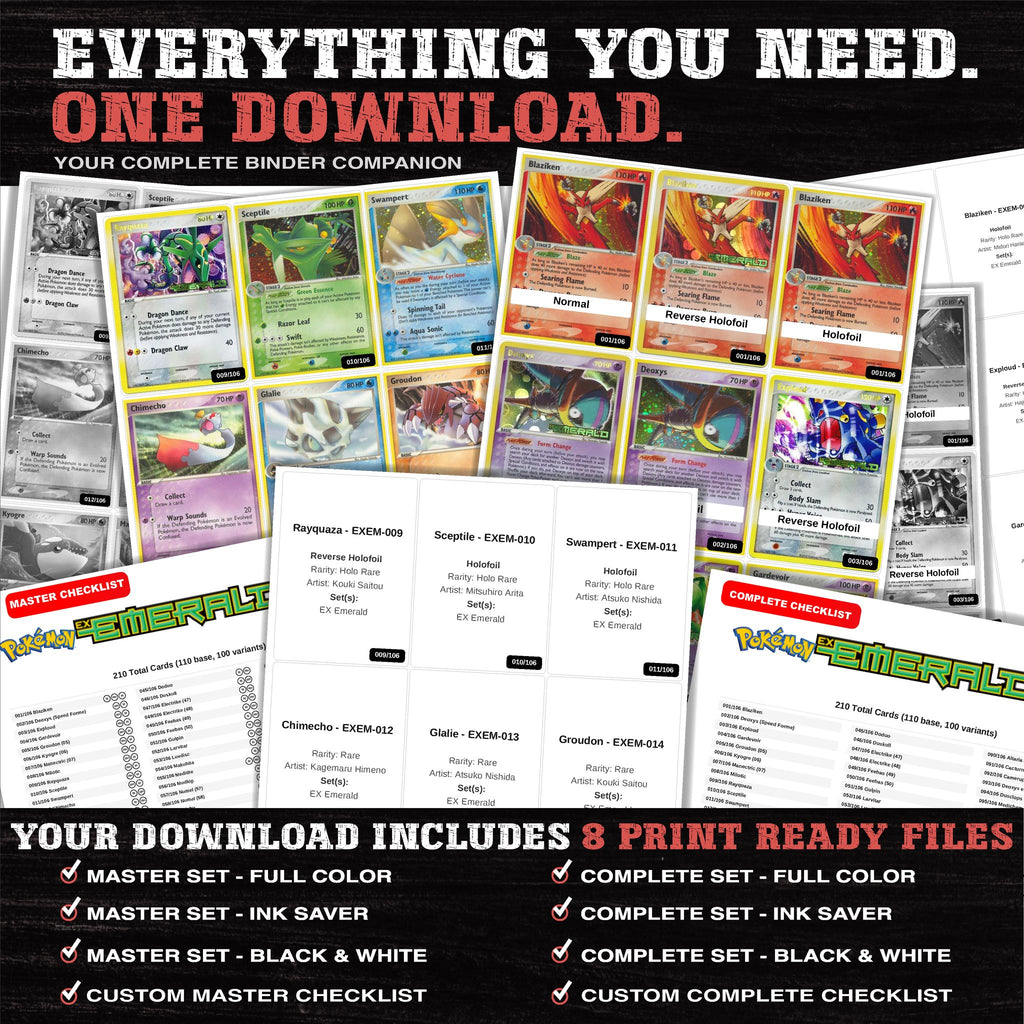 Everything included in the EX Emerald placeholder download - 8 PDF files