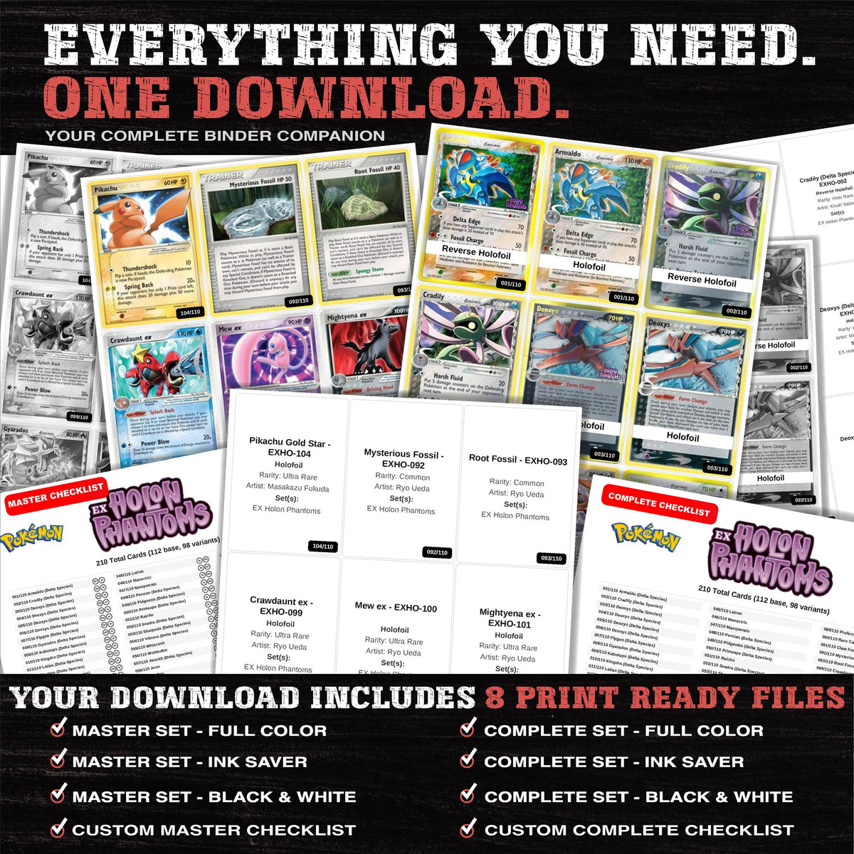 Everything included in the EX Holon Phantoms placeholder download - 8 PDF files