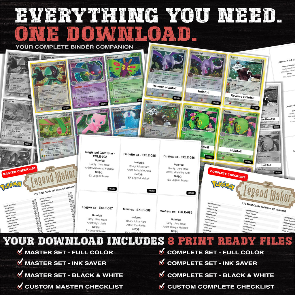 Everything included in the EX Legend Maker placeholder download - 8 PDF files