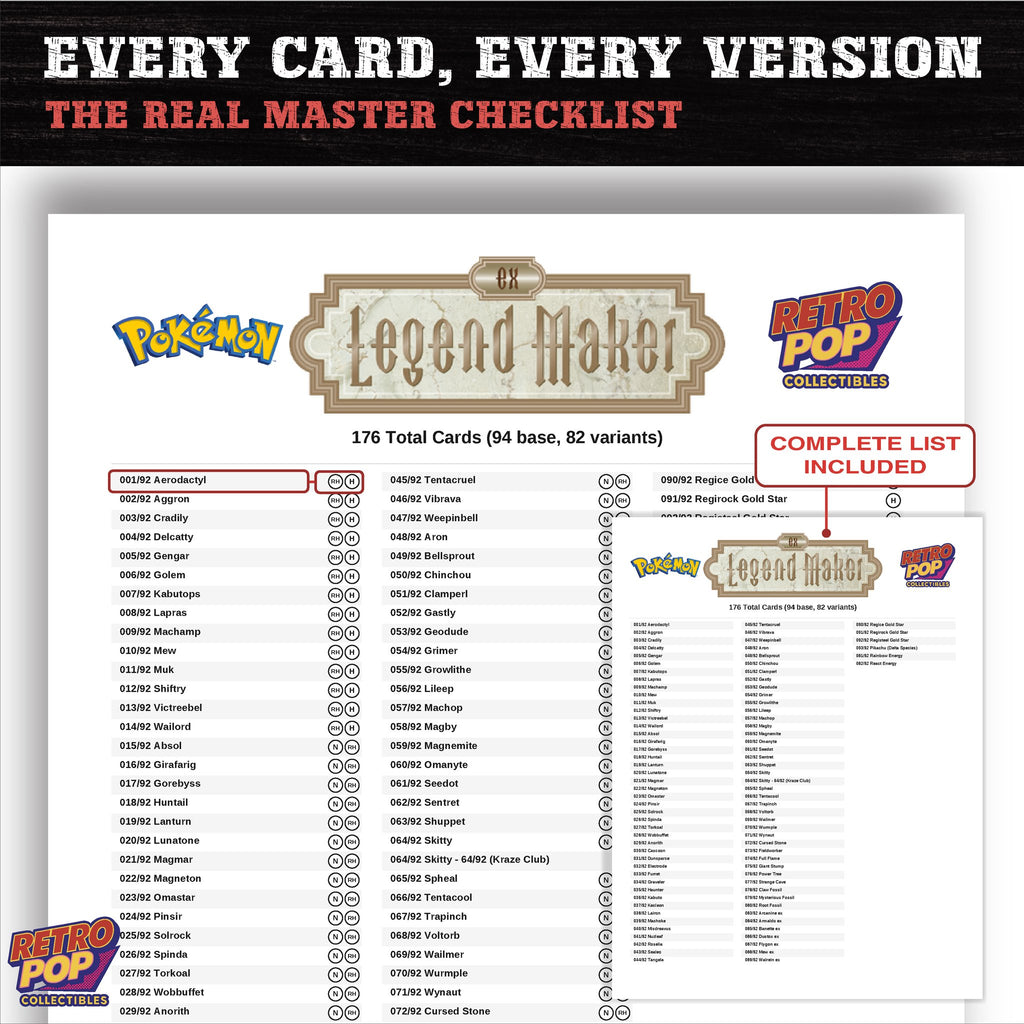 EX Legend Maker Pokemon card checklist PDF preview