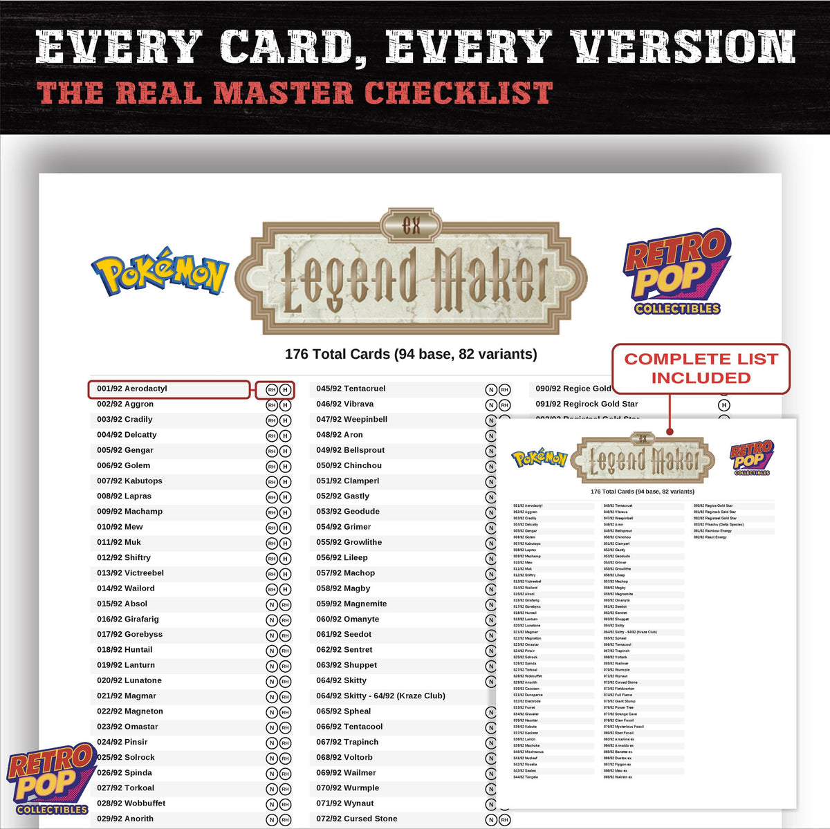 EX Legend Maker Pokemon card checklist PDF preview
