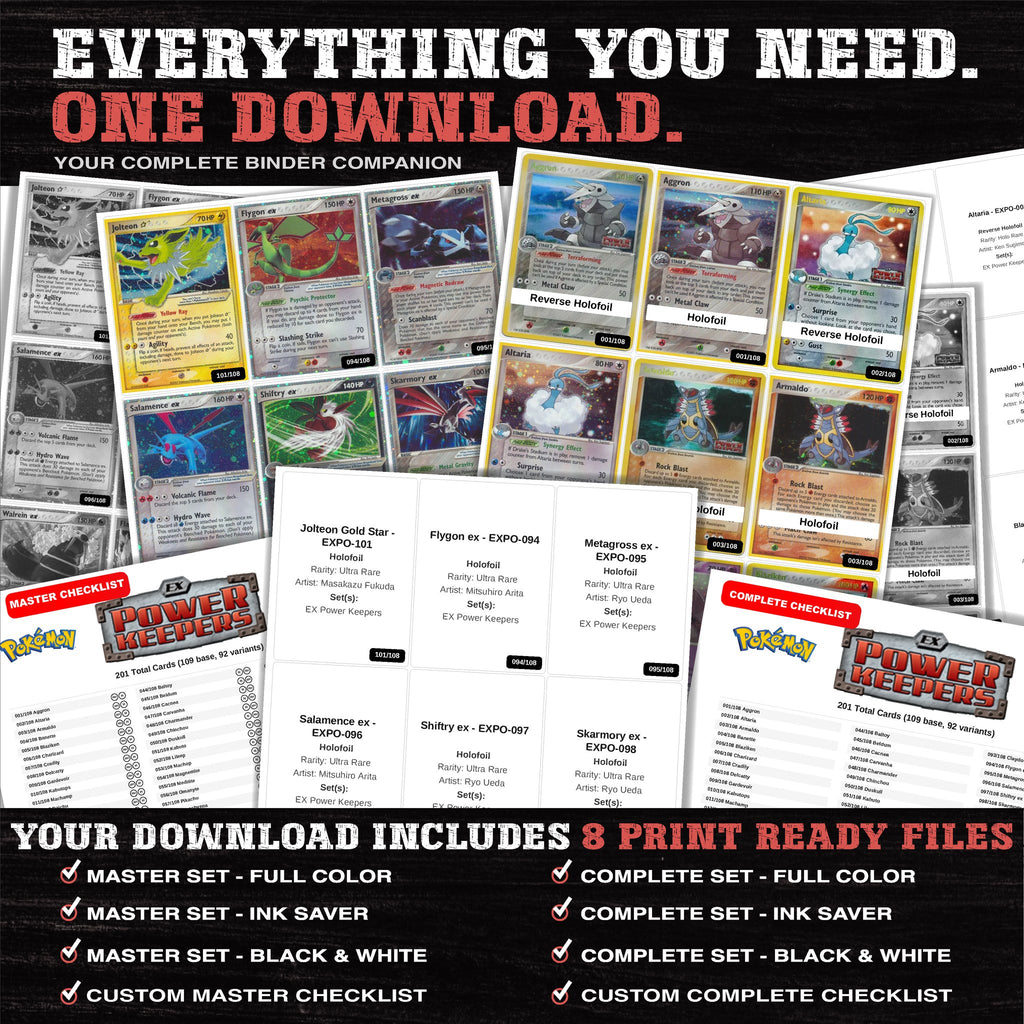 Everything included in the EX Power Keepers placeholder download - 8 PDF files