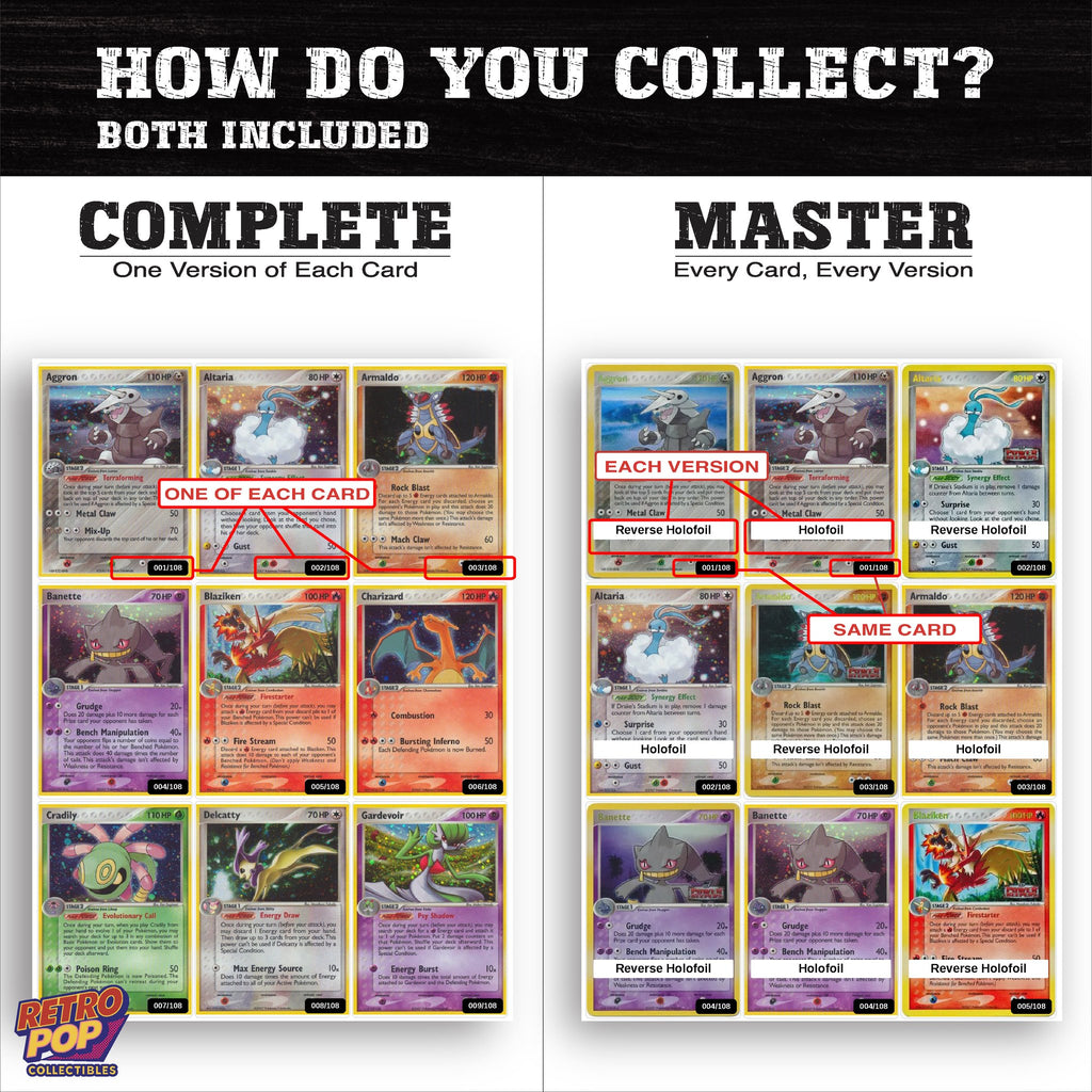 Complete Set vs Master Set versions of EX Power Keepers binder placeholders