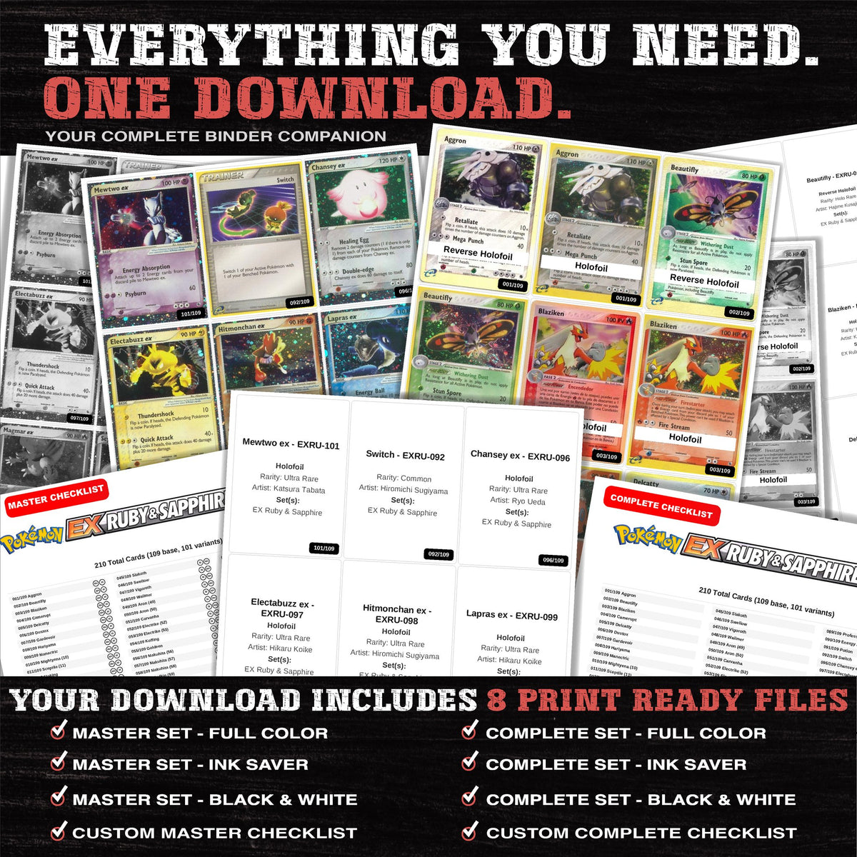 Everything included in the EX Ruby & Sapphire placeholder download - 8 PDF files