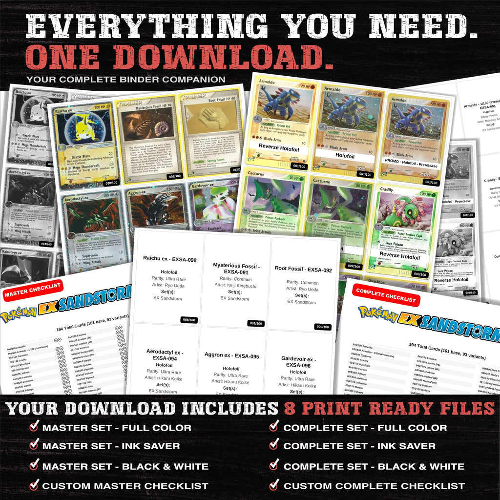 Everything included in the EX Sandstorm placeholder download - 8 PDF files