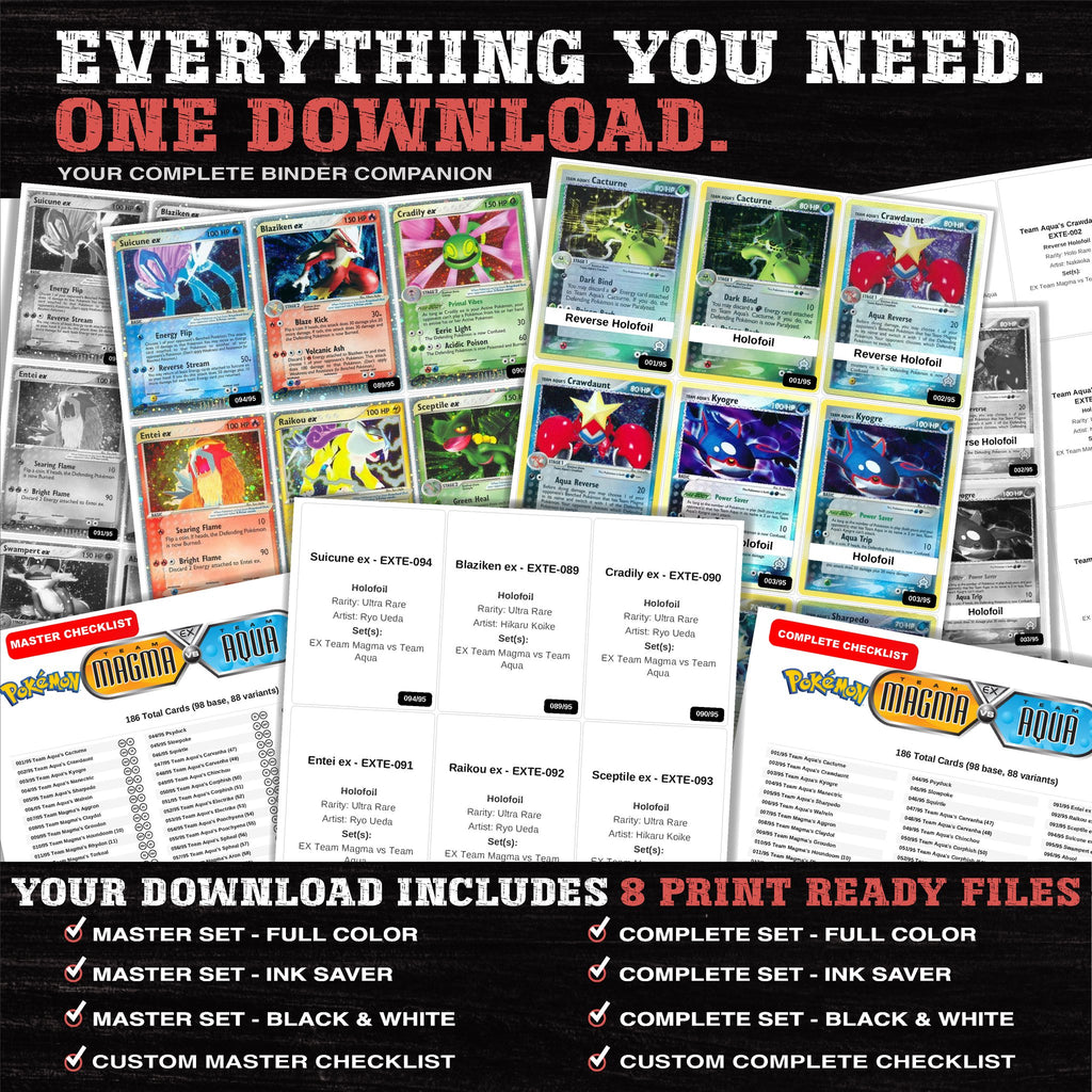 Everything included in the EX Team Magma vs Team Aqua placeholder download - 8 PDF files