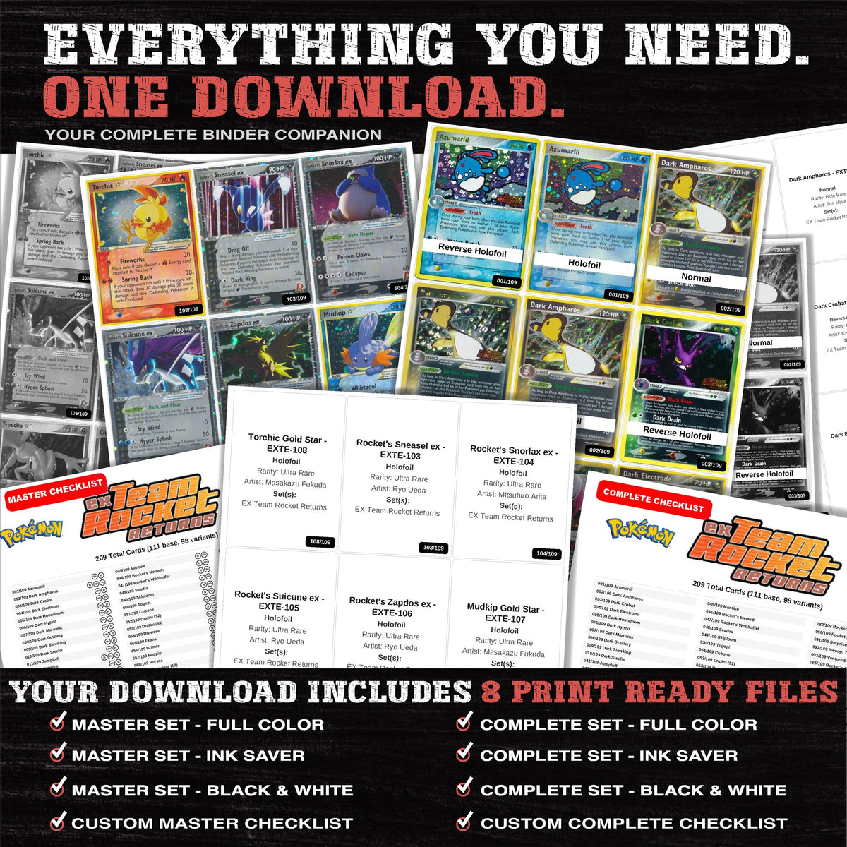 Everything included in the EX Team Rocket Returns placeholder download - 8 PDF files