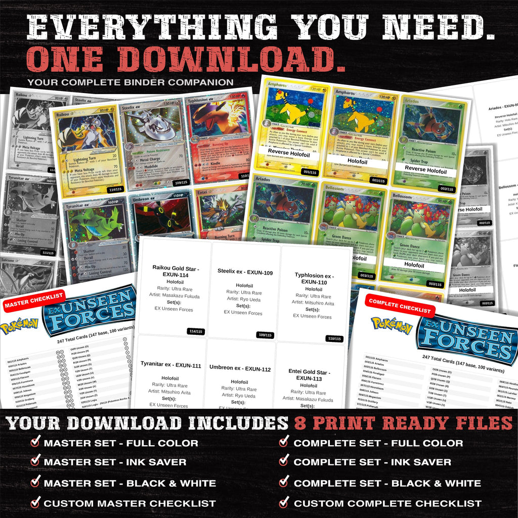 Everything included in the EX Unseen Forces placeholder download - 8 PDF files
