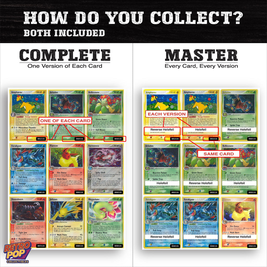 Complete Set vs Master Set versions of EX Unseen Forces binder placeholders