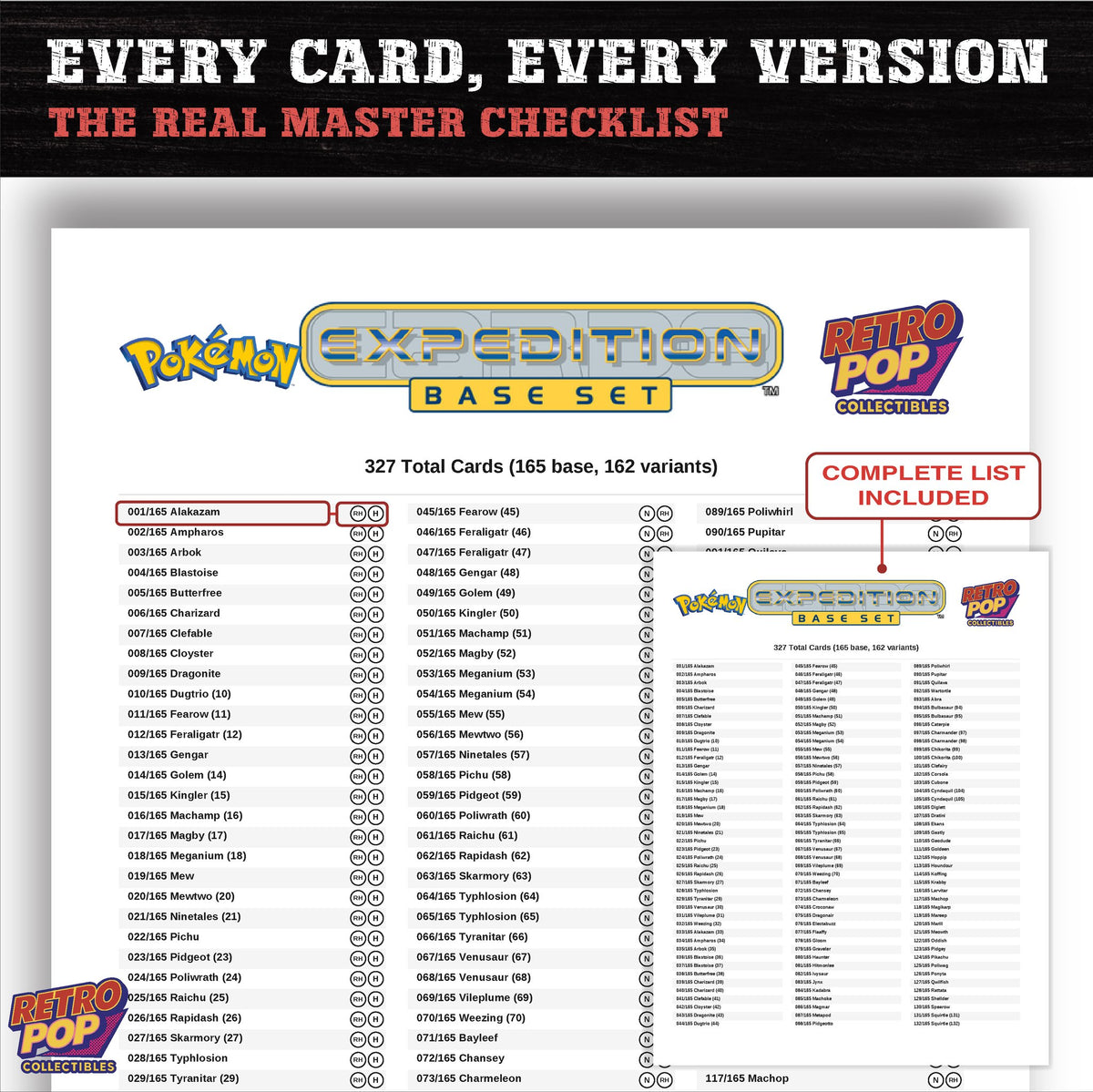 Expedition Pokemon card checklist PDF preview