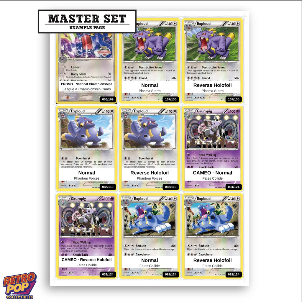 Printed Exploud Pokemon placeholders in binder - real photo 3