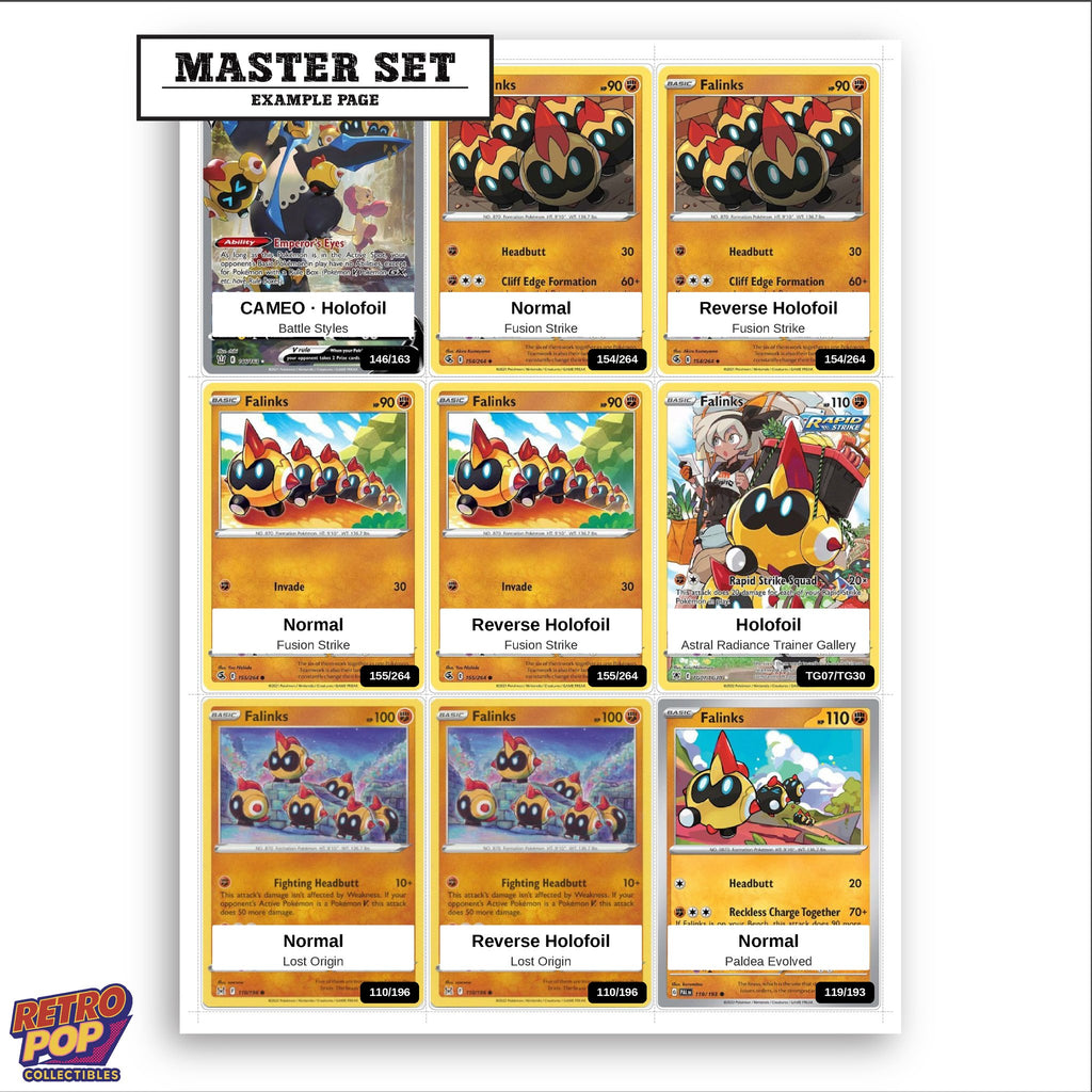 Printed Falinks Pokemon placeholders in binder - real photo 3