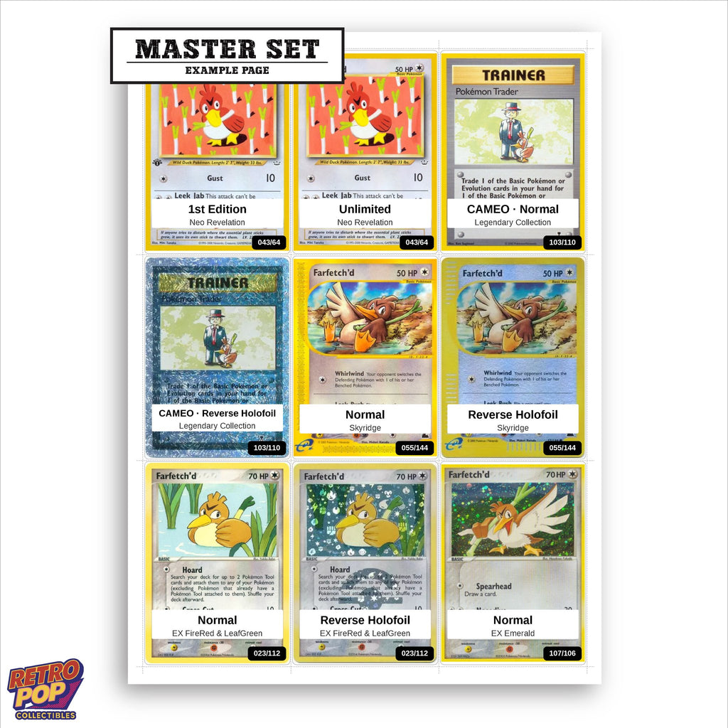 Printed Farfetch'd Pokemon placeholders in binder - real photo 1