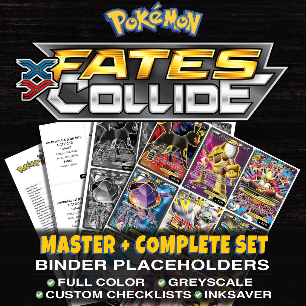 Fates Collide Pokemon binder placeholders printable PDF - includes Umbreon EX (Full Art)