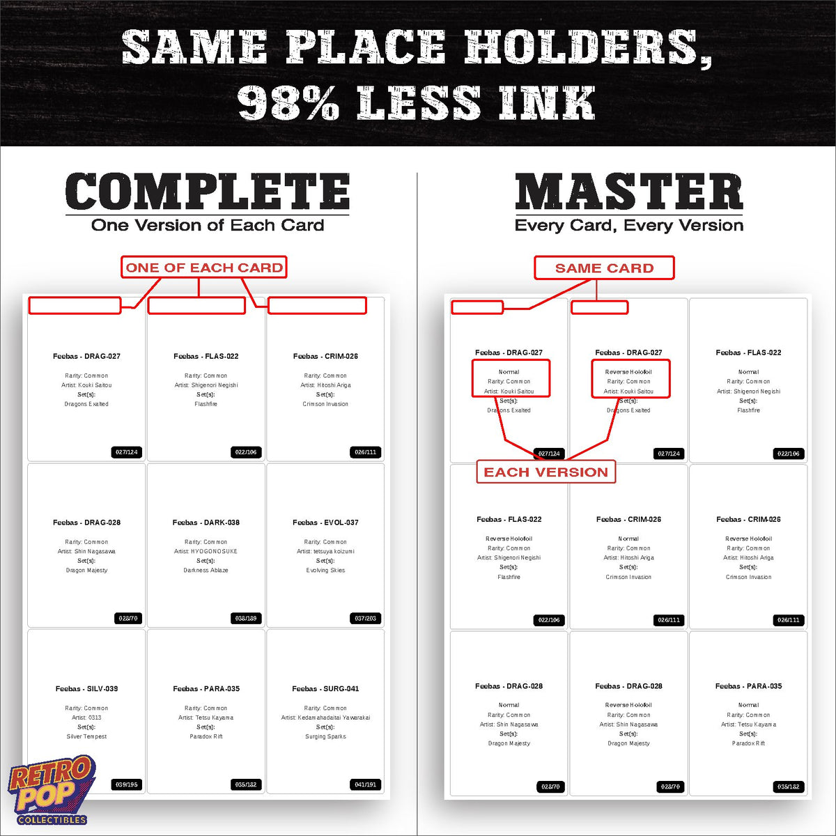 Ink saver greyscale Feebas placeholder sheet - 98 percent less ink