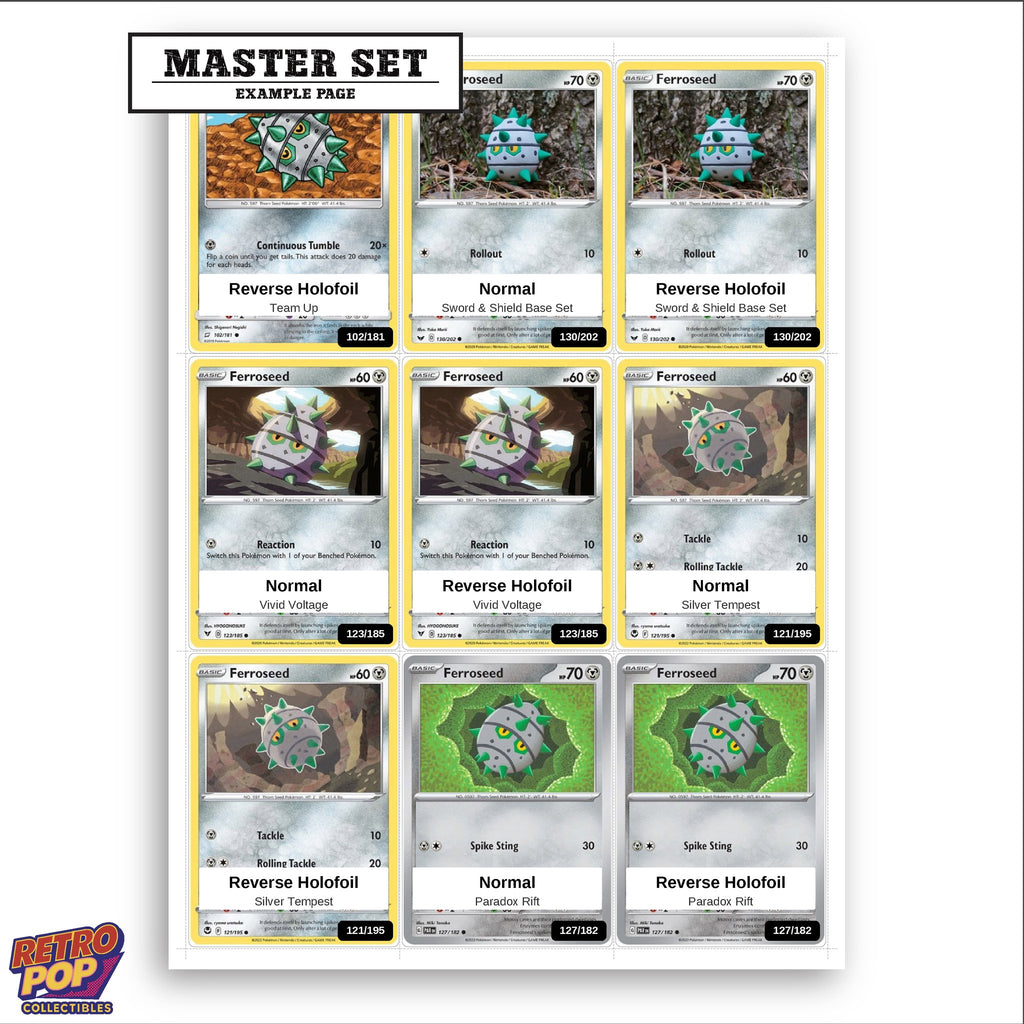 Printed Ferroseed Pokemon placeholders in binder - real photo 3