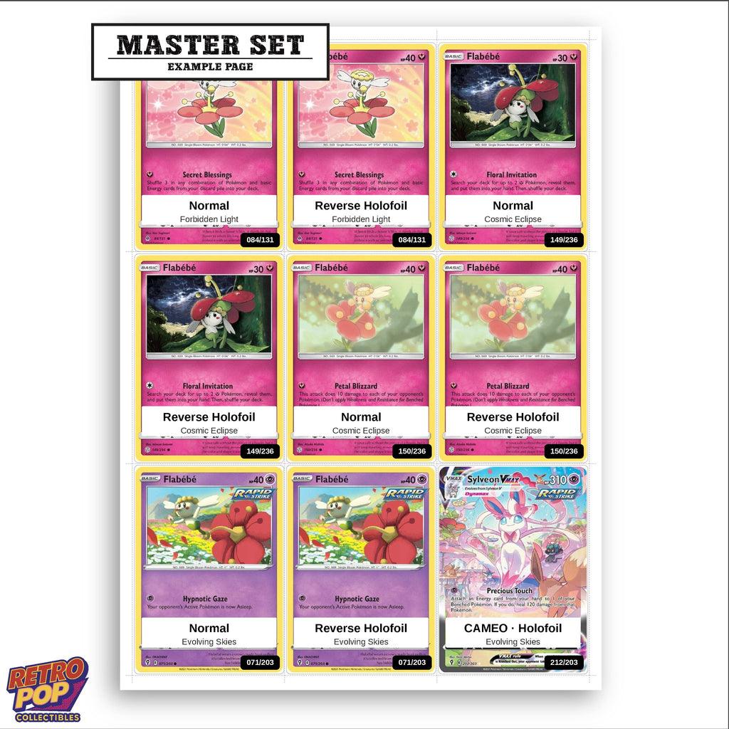 Printed Flabebe Pokemon placeholders in binder - real photo 3