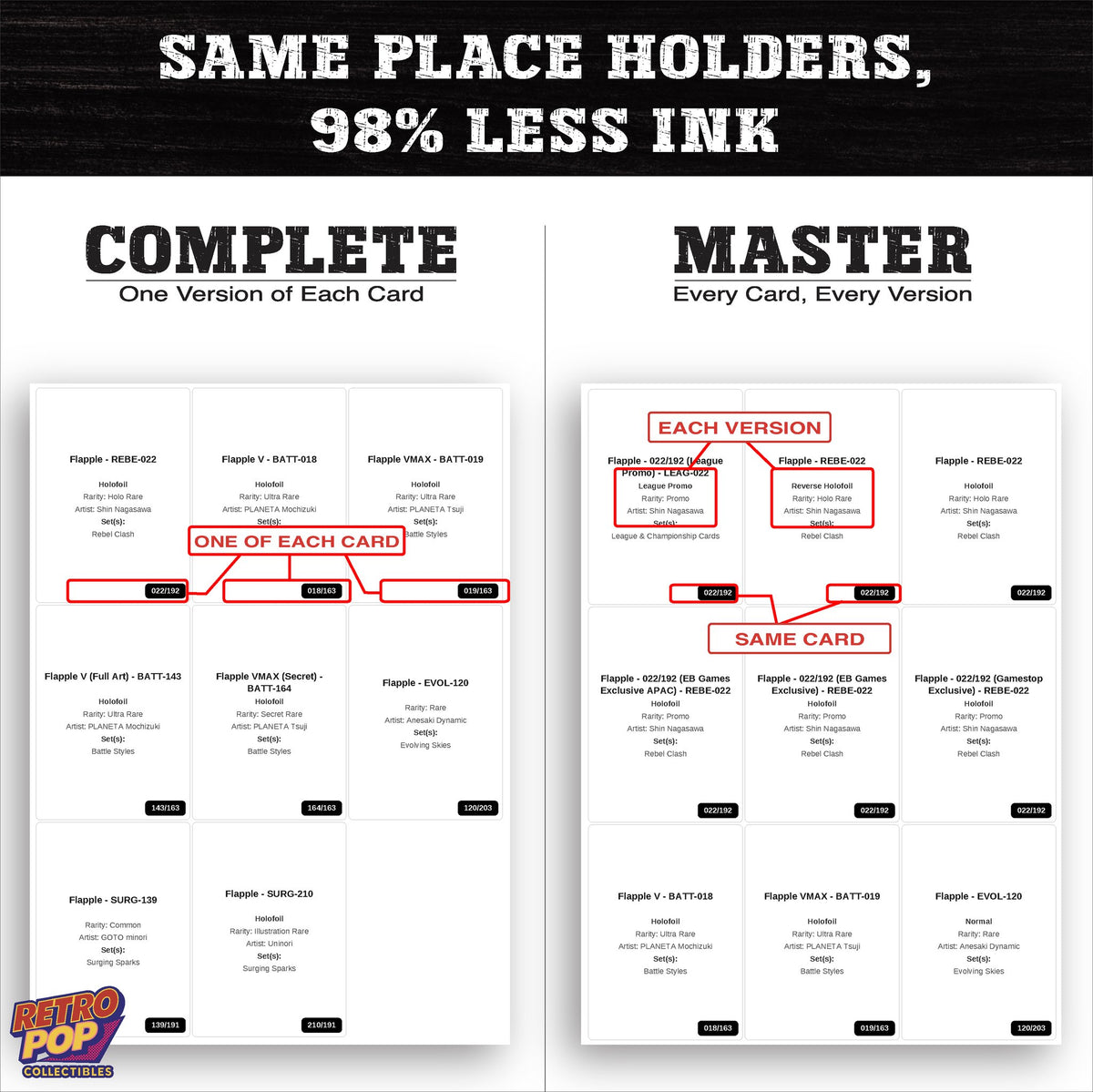 Ink saver greyscale Flapple placeholder sheet - 98 percent less ink