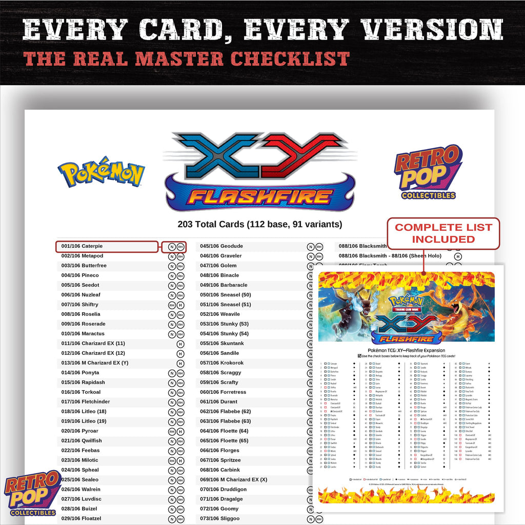 Flashfire Pokemon card checklist PDF preview