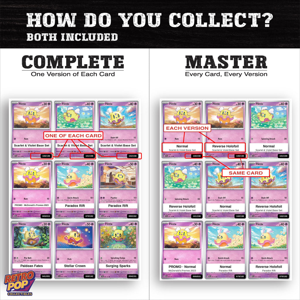 Complete Set vs Master Set versions of the Flittle binder placeholders